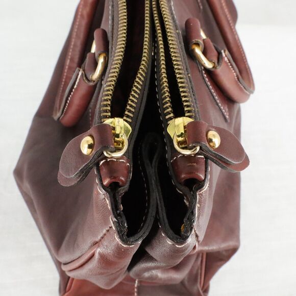 My Choice Leather Briefcase Womens Burgundy Bag Handbag Zip Lined Magnetic Italy - Picture 8 of 12